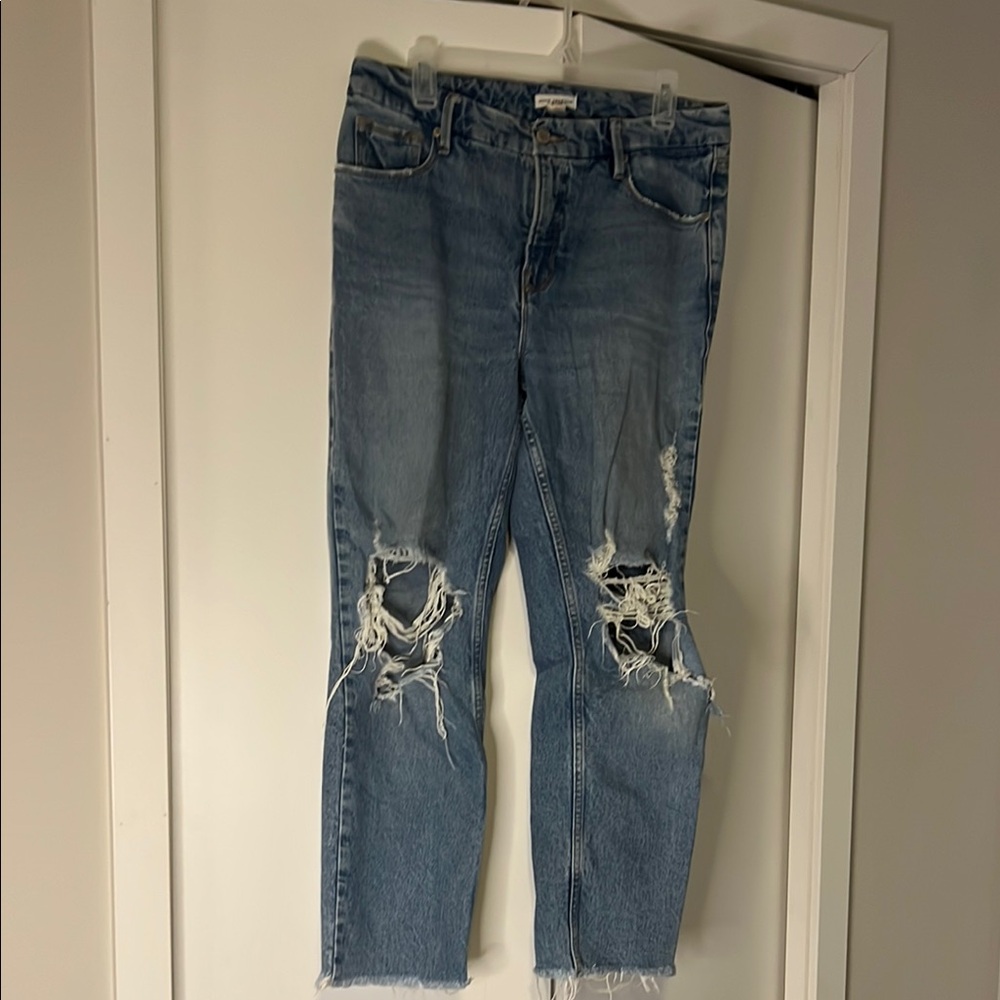 Distressed Blue Jeans
